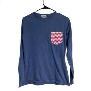 Fraternity collection preppy pocket long sleeve tshirt shirt
